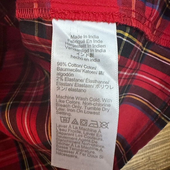 J Crew BC856 NWT Size XS Gorgeous Red Tartan Plaid Ruffled Cotton Popover Top - Picture 9 of 10